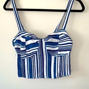Blue/White Striped Crop Top- S